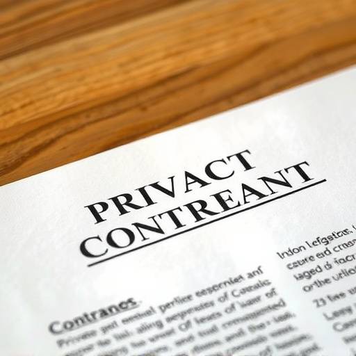 Primer plano de un contrato con la palabra 'Privacidad' destacada.